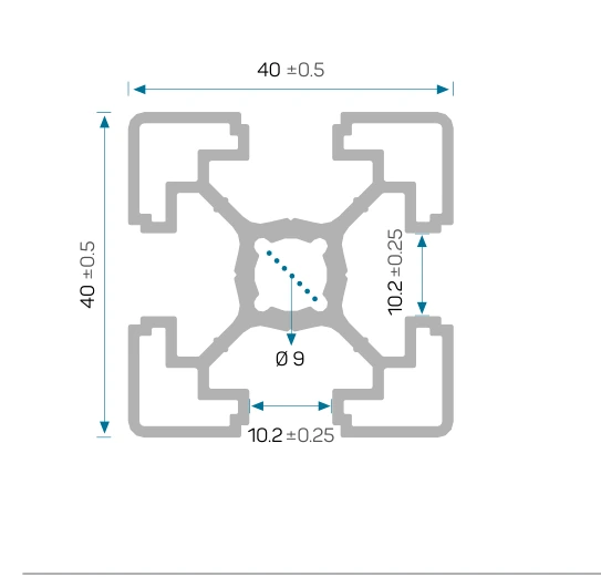 Dimensioned cross-section drawing