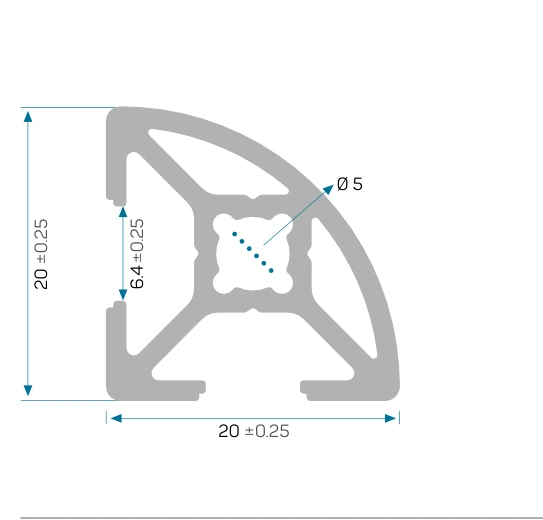 Dimensioned cross-section drawing