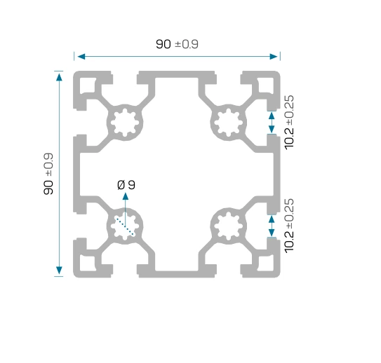 Dimensioned cross-section drawing